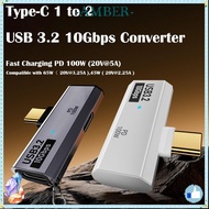 AMBER 2 in 1 OTG Splitter, PD 100W Data Transmission Type-C Charging Converter, Laptop 20V 5A Game C