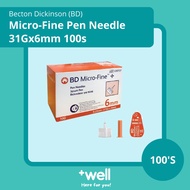 Becton Dickinson (BD) Micro-Fine Pen Needle 31Gx6mm 100s
