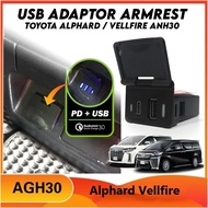 Toyota Vellfire Alphard AGH30 ZG SC USB Adaptor Armrest (Type C + USB) 2015-2023