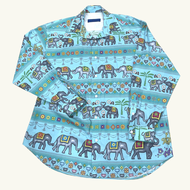 [Tohns] Journey In Thailand Long Sleeve Shirt  Color : Ocean เสื้อเชิ้ตแขนยาวลาย Journey in Thailand
