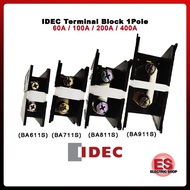 IDEC Terminal Block, 1P, 60A / 100A / 200A / 400A ( BA611S / BA711S /BA811S / BA911S )