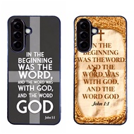 Phone Case cover for Samsung Galaxy  A56 5G A17 A16 A06 5G Bible verse John 1 1 aesthetic black Prot