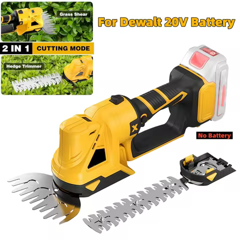 2-in-1 Cordless Electric Hedge Trimmer & Grass Cutter - Brushless Pruner Fits DeWalt 20V Battery, Pr