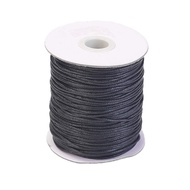 100 Yards/Roll 1.5mm Braided Waxed Cotton Cord String DIY Jewelry Craft Macrame Making Beading Thread Rope l (Black)