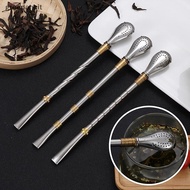 [greedancit] Drinking Straw Yerba Mate Tea Spoon Drinkware Stainless Steel Reusable Straws Metal Was