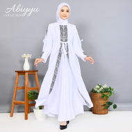 Abiyyuco TA9003 | Abaya Turkey Putih Busui Friendly / Abaya Turki Putih Jumbo Resleting Depan Bahan 