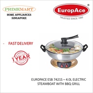 EUROPACE ESB 7421S – 4.0L ELECTRIC STEAMBOAT WITH BBQ GRILL - 1 YEAR MANUFACTURER WARRANTY