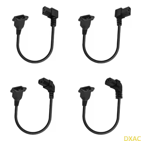 DXAC 90 Degree IEC320 C13 to C14 Panel Mount Power Cable Down Left C13 Female to C14 Male Power Supp