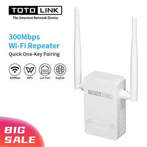 TOTOLINK WIFI Extender 300M Wireless Network Amplifier 2.4Ghz Dual Antenna Home Wifi Repeater, Mobil