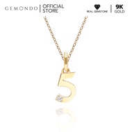 Gemondo จี้ทองคำ 9K ประดับเพชร เลขนำโชคหมายเลข 5 (ไม่รวมสร้อย) Lucky Symbol