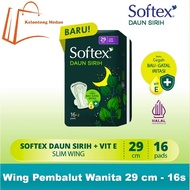 Softex 29cm slim wing beteldaun contains 16 pads, 29 cm sanitary napkins that prevents itching and i