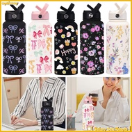 MYSTICM 1000ML Tumbler, 1L Capacity With Straw Vacuum Bottle, Portable Printed Design Large Capacity