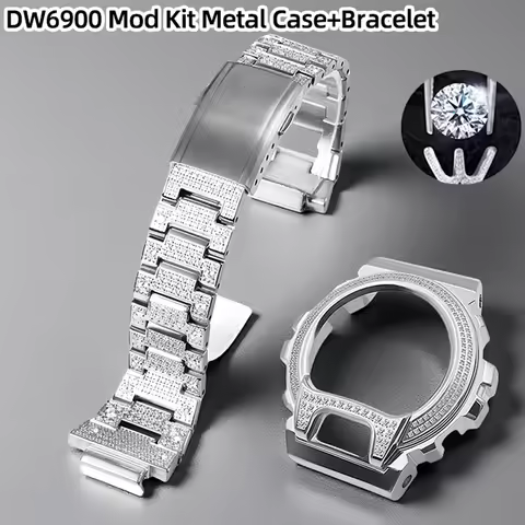 DW6900 Mod Kit Modified Metal Case+Bracelet for Casio G-Shock DW-6900 series Stainless Steel bezel s