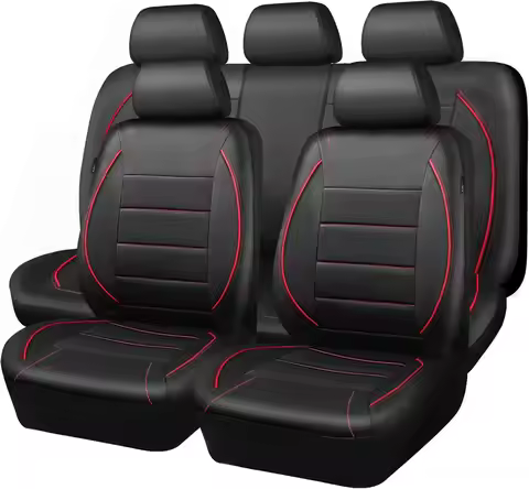 Universal Leather Car Seat Cover Set for SUVs, Vans, Trucks - Airbag Compatible with Zipper Design (