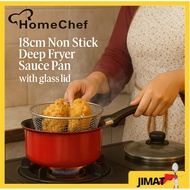 HOME CHEF 18cm Non Stick Sauce Pan With Deep Fry Basket | Periuk Non Stick