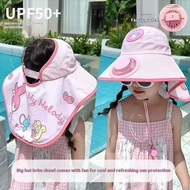 【Cắm trạng】 Mũ Chống Nắng Quạt Bộ Đai trẻ em thiết kế rộng vành mũ đi nắng có thể gấp