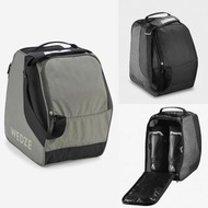 法國 迪卡儂 Decathlon 黑灰軍綠拼色牛津布 WEDZE 滑雪靴 收納 斜咩袋