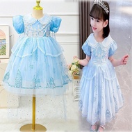 Frozen Costume Cosplay Elsa Princess Dress for Baby Girls 3-8 Year Old Birthday Party Outfit Fashion Kids Clothes Dress Up Halloween Christmas Wedding Party Gown Short Sleeve Wear
