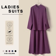 YOUMI MUSLIMAH SUIT ROUND NECK SET SKIRT WANITA BAJU Clothing