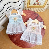 Summer Thin Style Hollow Lace Suspender Skirt Dog Cat Clothes Breathable Anti-shedding Pet Clothing 