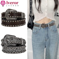 LVEROR Carved Waist Strap, Chic Harajuku Round Rivet Belt, Women Man Y2K Vintage Jeans Belts