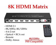 ［實體商店］(支援PS5) 8K HDMI Matrix, 4K/120Hz HDMI Switch + Audio Extractor, HDMI切換器+音頻提取, HDMI轉光纖, HDMI轉RC