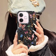 YBD Phone Case For OPPO A5 Pro A5X 5G 4G Colorful Butterfly IMD Sparkling Pink Bracelet Hard Backboa