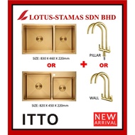 ITTO NANO GOLD DOUBLE BOWL KITCHEN SINK WITH WASTE AND SINK TAP