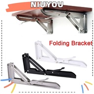 NIUYOU Folding Shelf Bracket, Stainless steel Collapsible Wall Mounted Support,  Wall Mounted Durable Adjustable Wall Mount Shelf Furniture