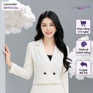 Áo vest dạ tweed nữ LAVENDER màu kem be tay dài dáng lửng V2945