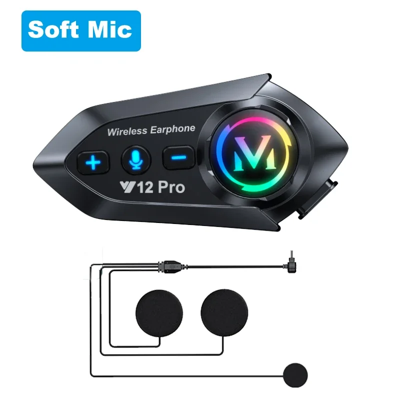 Y12 Pro Motorcycle Helmet Bluetooth  Intercom Distance 500MVoice Assistant Mixing Music Sharing  IP5