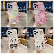 Compatible For OPPO Reno 8 8T 7 6 4 4G 8T 6Z 5G 5 5F 6 5 Lite Phone Case With Wallet Holder Card Back Cover Soft Astronaut Smile Flower Couple Mobile Cases Card Casing