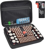 Battery Organizer Box Storage Case with Tester, Batteries Vault Holder Bag Container for 158+ Batter