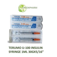 TERUMO U-100 INSULIN SYRINGE 1ML 30GX5/16" (0.30x8mm) 10'S