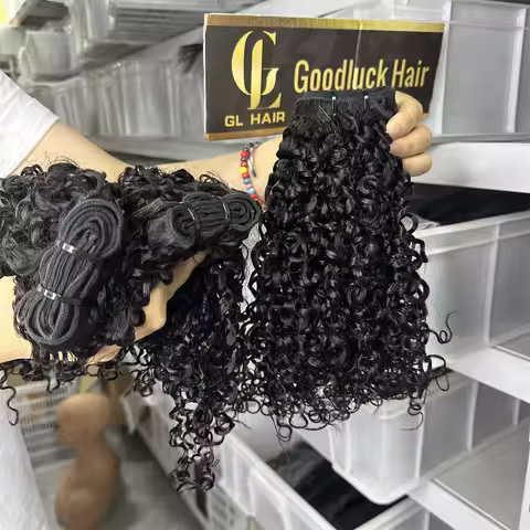 3B3C Burmese Pixie Curly Human Hair Bundles Deep Curly Hair Bundles Brazilian Raw Hair Double Drawn 