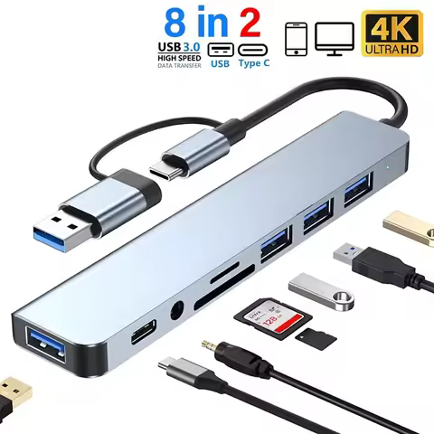 8 In 2 USB 3.0 Expander HUB USB C HUB USB C Docking Station High Speed Transmission SD TF Card Reade