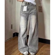 Vintage Jeans Straight-Leg Gray Soft Denim Beautiful Shape Loose Fit 010132 Seluar Baggy Jeans