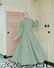 Gamis Wanita Dewasa MIKAYLA DRESS BO CERUTY BABYDOLL FULL FURING Ukuran M L XL XXL Jumbo Dress Canti