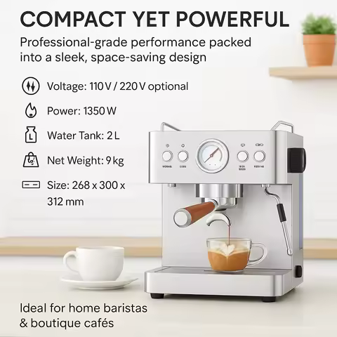 CAFOVO E002 20Bar Espresso Machine with 2 ULKA Pump 2 Boiler for Cafe and Commercial Semi-automatic 