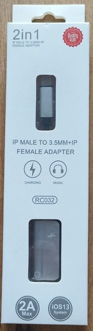 2 in 1 IP male to 3.5mm + IP female adapter, Lightning to 3.5 audio adapter 插上iPhone 充電連接3.5mm 耳機 Apple iPhone iPad Lightning to 3.5 mm Headphone Jack Adapter