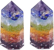 TUMBEELLUWA Pack of 2 Healing Crystal Points, Orgone Energy Generator Figurines for Home Decoration,