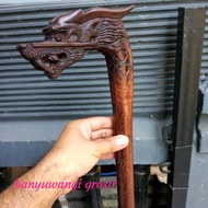 KAYU Wooden Walking Stick Sogan asem Carved Dragon Walking Stick Dragon Carving Walking Stick