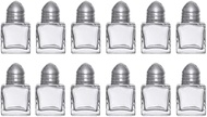 (Set of 12) Mini Salt and Pepper Shakers, 0.5 oz / 1/2 oz Glass Cube Body Restaurant Salt and Pepper