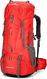 WintMing 75L Hiking Backpack with Rain Cover Waterproof Camping Backpack Shoes Warehouse for Men Wom
