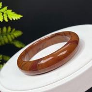 獨特橘棕色阿拉善瑪瑙手鐲60MM 高瓷爆裂紋戈壁彩玉手環 招財辟邪