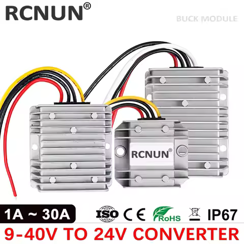 RCNUN Reliable Quality 9-40V to 24V 2A 6A 10A 15A 20A 25A 30A DC DC Converter Buck Boost Regulator 2