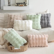 【45x45cm/30x50cm】Sarung Bantal Bulu Lembut - Sofabor Pure Color, Zip Tersembunyi | Fluffy Pillow Cov