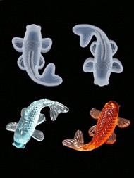 1入組3d幸運錦鯉魚形狀透明矽膠模具,diy環氧樹脂模具鑄造藝術珠寶製作工藝環氧膠製藝術飾品所需工具