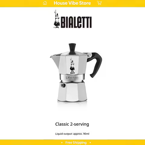 Bialetti Moka Express Italian Espresso Coffee Maker Portable Aluminum Pot With Patented Pressure Rel