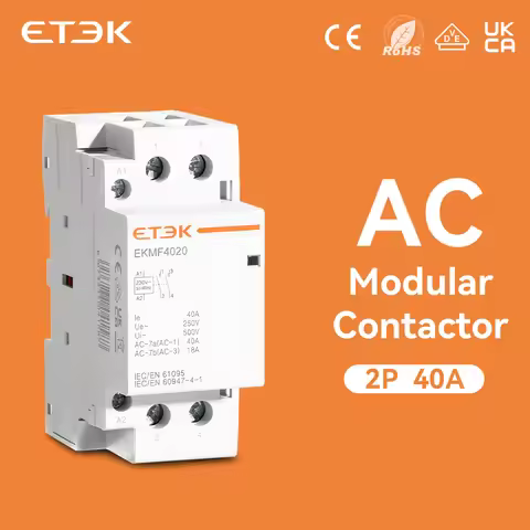 ETEK Household AC Modular Contactor 220v Single Phase 2P 40A 2NO Coil Din Rail Type EKMF-4020-230